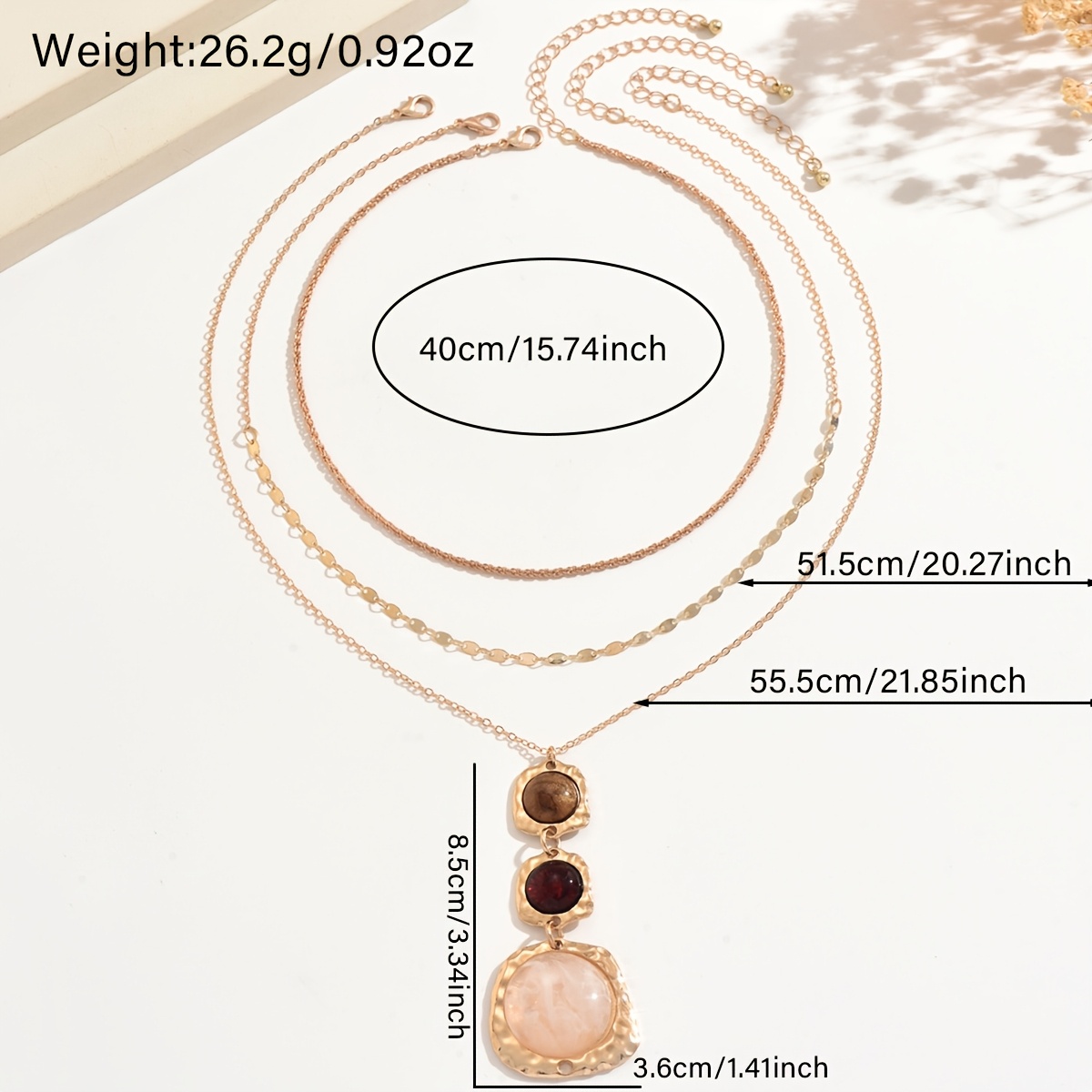 3pc Bohemian Retro Ethnic Style Pendant Necklace Set